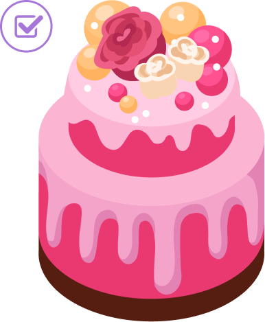 Two Teired Cake with the Quiz Icon